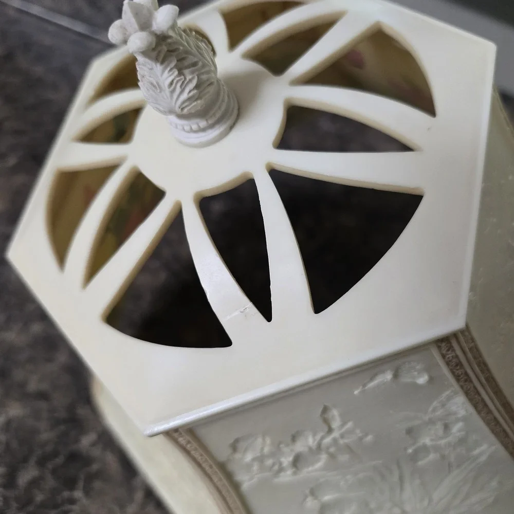 Vintage 1950's Celluloid Lithophane 6‎ Panel Floral Scene Lamp Shade